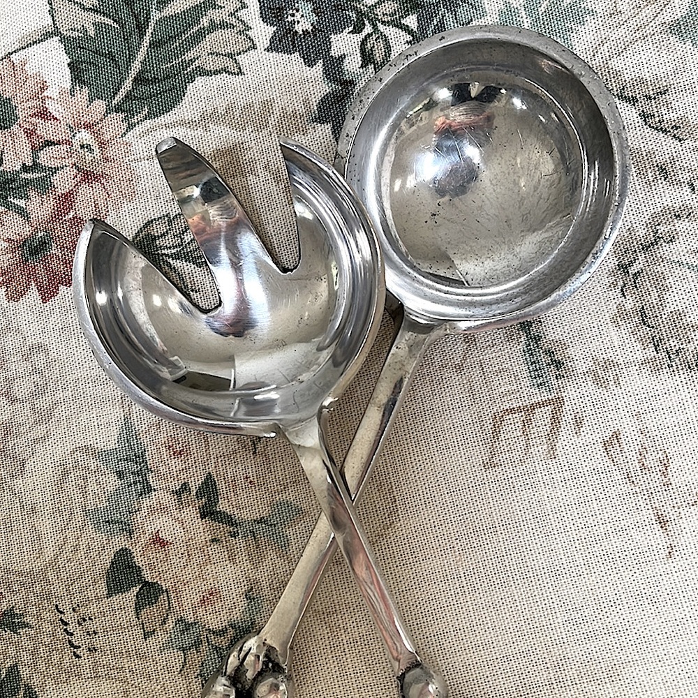 Vintage Cast Aluminum Serving Pieces Possibly Arthur Court 1990’s Era Fork Spoon - Picture 3 of 4